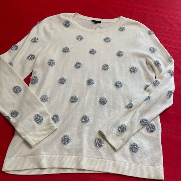 Talbots Polka Dot Lambswool Sweater Size Medium - Picture 7 of 11